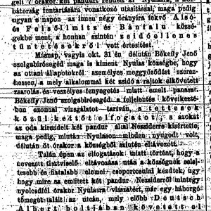 „Újabb zsidóüldözés. A nyulasi rablás és gyilkosság.” (Forrás: Pesti Hírlap, 1882. 11. 04., 13. o.)
